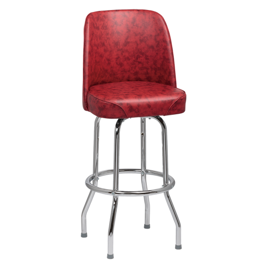 superior-equipment-supply - Royal Industries - Royal Industries High Back Chrome Frame Crimson Vinyl Bar Stool With Single Ring Base