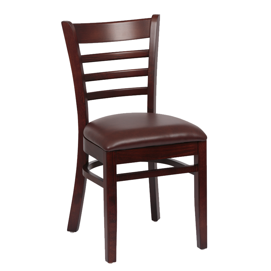 superior-equipment-supply - Royal Industries - Royal Industries Ladder Back Cushion Seat Walnut Finish Brown Vinyl Side Chair