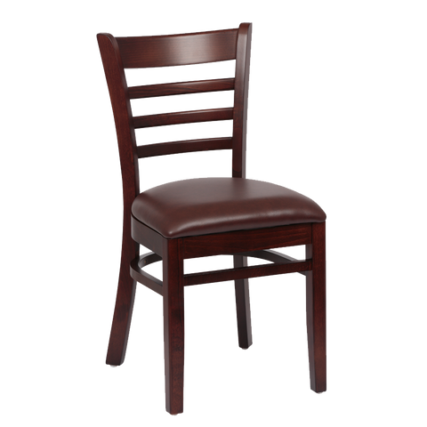 superior-equipment-supply - Royal Industries - Royal Industries Ladder Back Cushion Seat Walnut Finish Brown Vinyl Side Chair
