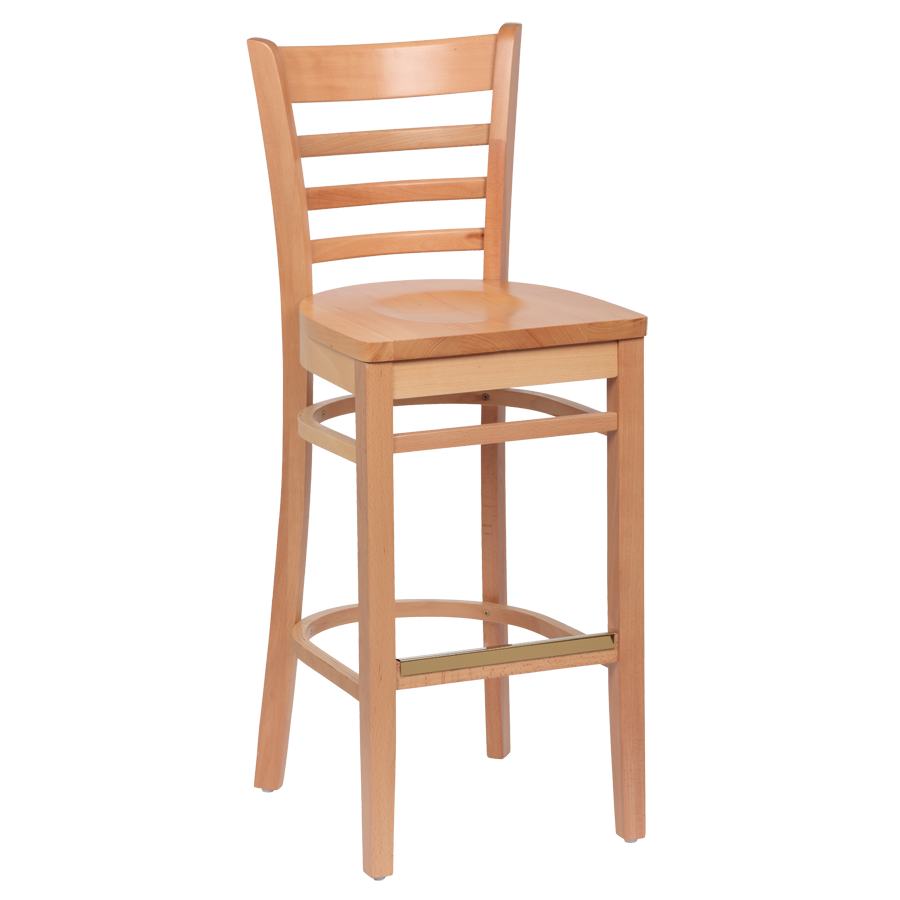 superior-equipment-supply - Royal Industries - Royal Industries Ladder Back Natural Finish Wood Bar Stool 17"L x 16-1/2"W x 43-3/8"H