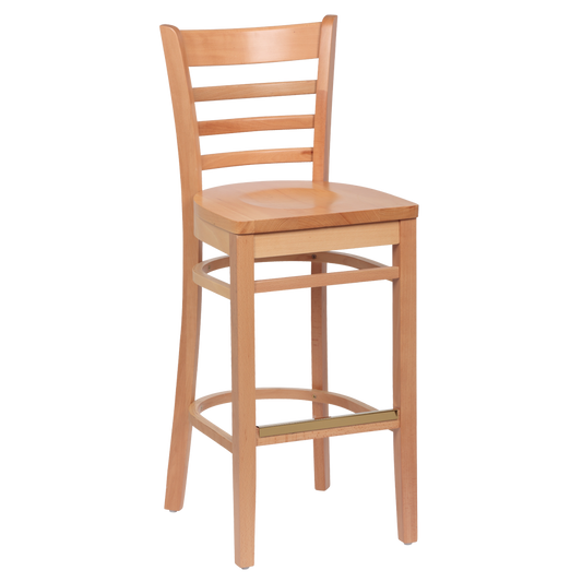 superior-equipment-supply - Royal Industries - Royal Industries Ladder Back Natural Finish Wood Bar Stool 17"L x 16-1/2"W x 43-3/8"H