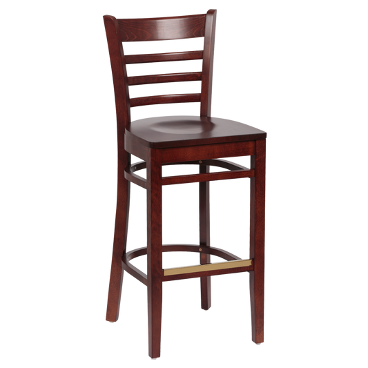 superior-equipment-supply - Royal Industries - Royal Industries Ladder Back Walnut Finish Wood Bar Stool