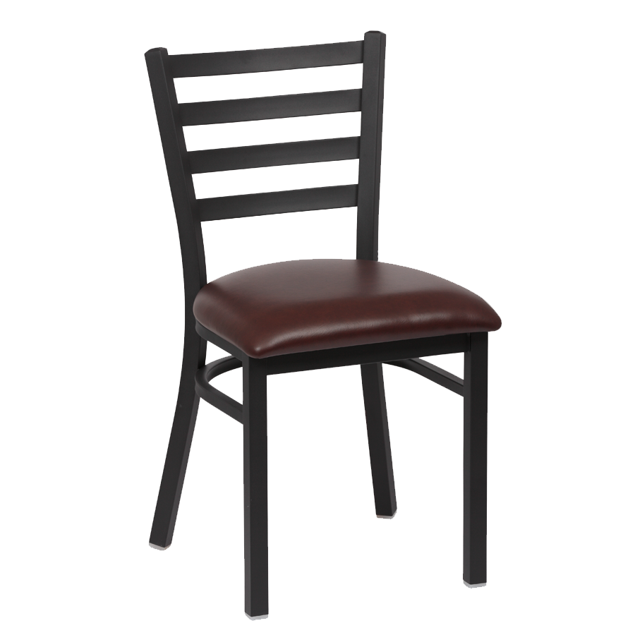 superior-equipment-supply - Royal Industries - Royal Industries Metal Frame Ladder Back Brown Vinyl Cushion Seat Side Chair