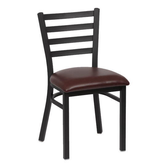 superior-equipment-supply - Royal Industries - Royal Industries Metal Frame Ladder Back Brown Vinyl Cushion Seat Side Chair