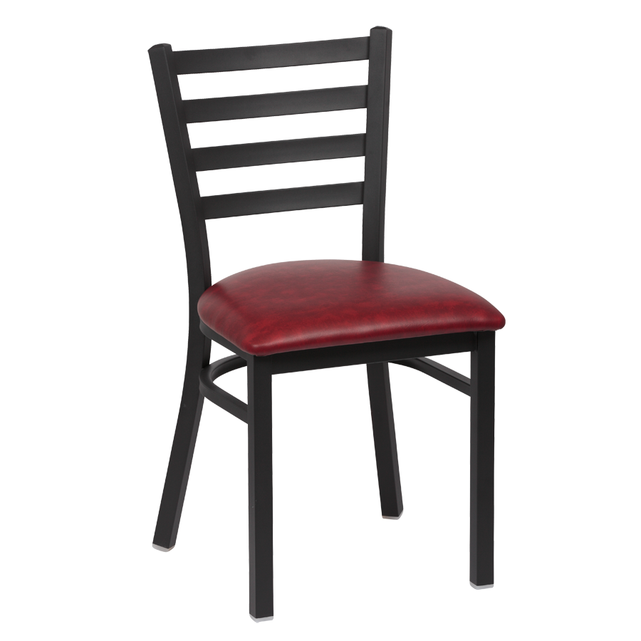 superior-equipment-supply - Royal Industries - Royal Industries Metal Frame Ladder Back Crimson Vinyl Cushion Seat Side Chair