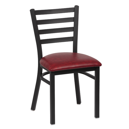 superior-equipment-supply - Royal Industries - Royal Industries Metal Frame Ladder Back Crimson Vinyl Cushion Seat Side Chair