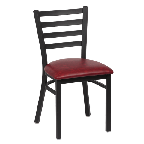 superior-equipment-supply - Royal Industries - Royal Industries Metal Frame Ladder Back Crimson Vinyl Cushion Seat Side Chair