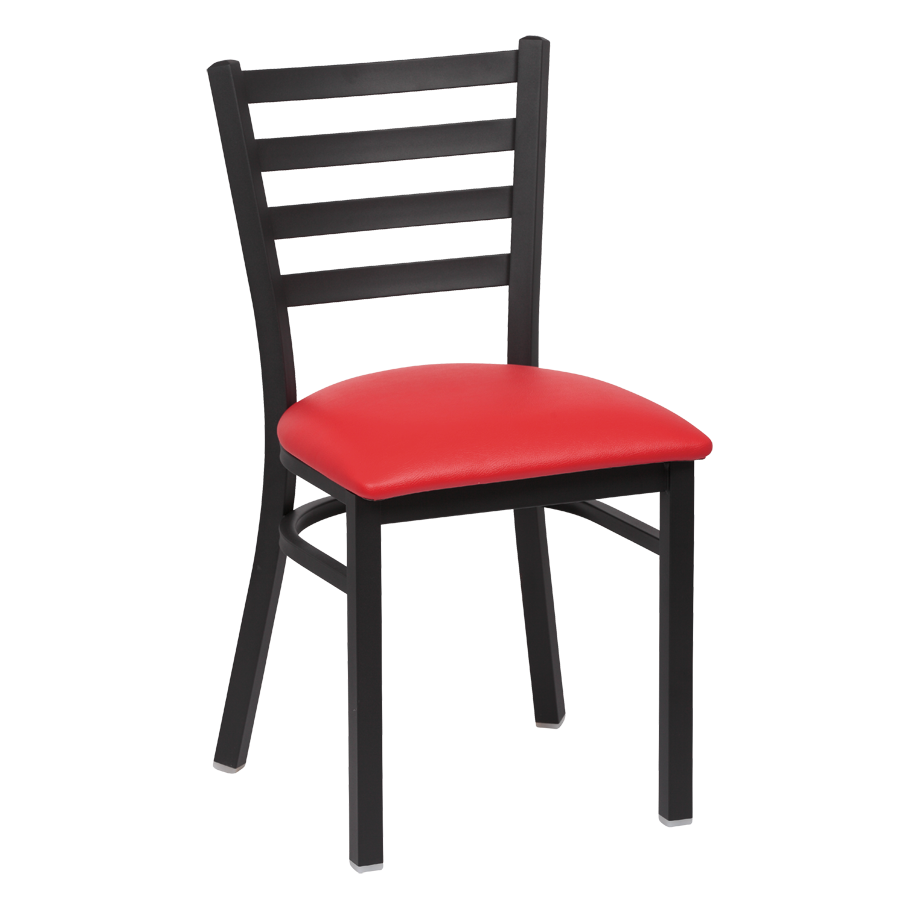 superior-equipment-supply - Royal Industries - Royal Industries Metal Frame Ladder Back Red Vinyl Cushion Seat Side Chair