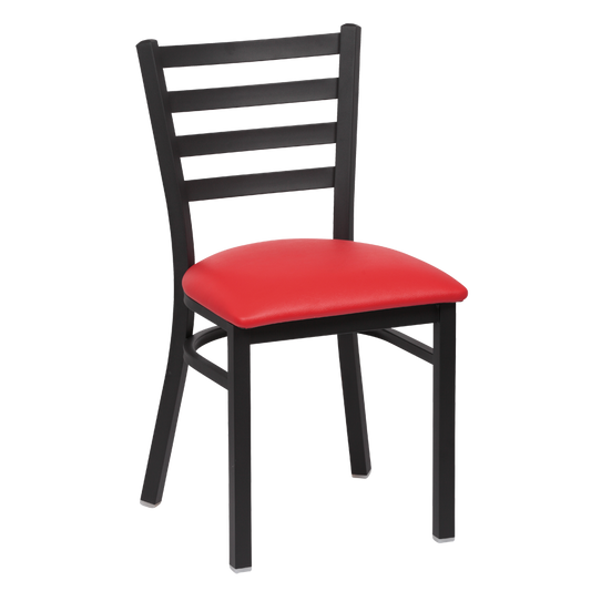 superior-equipment-supply - Royal Industries - Royal Industries Metal Frame Ladder Back Red Vinyl Cushion Seat Side Chair