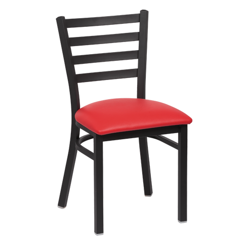 superior-equipment-supply - Royal Industries - Royal Industries Metal Frame Ladder Back Red Vinyl Cushion Seat Side Chair