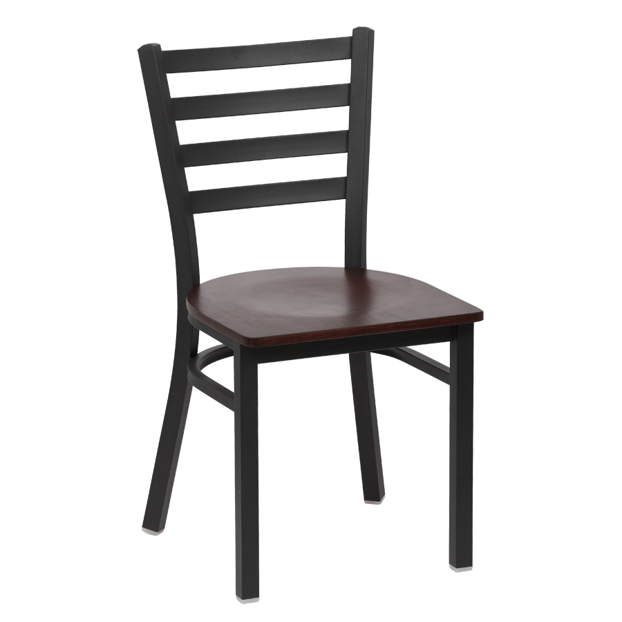 superior-equipment-supply - Royal Industries - Royal Industries Metal Frame Ladder Back Walnut Finish Seat Side Chair