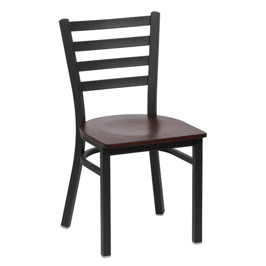 superior-equipment-supply - Royal Industries - Royal Industries Metal Frame Ladder Back Walnut Finish Seat Side Chair