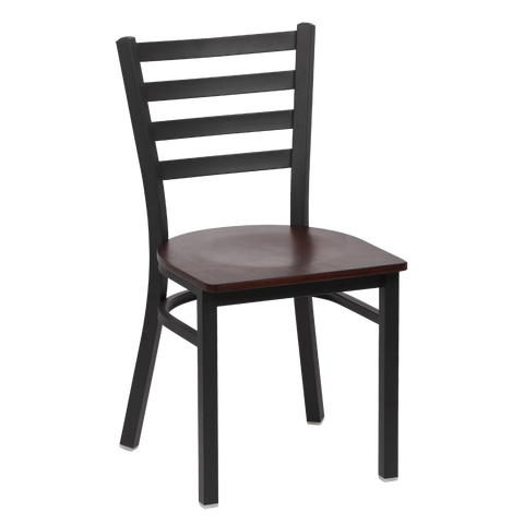 superior-equipment-supply - Royal Industries - Royal Industries Metal Frame Ladder Back Walnut Finish Seat Side Chair