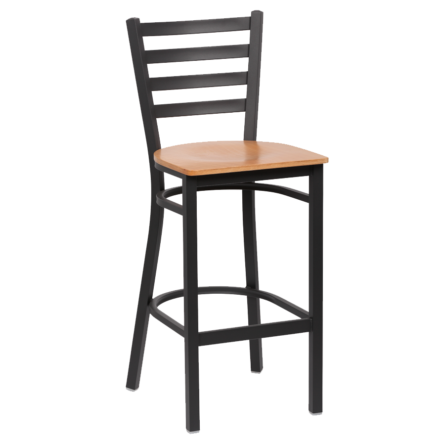 superior-equipment-supply - Royal Industries - Royal Industries Wood Saddle Seat Back Matte Black Finish Metal Frame Bar Stool Black