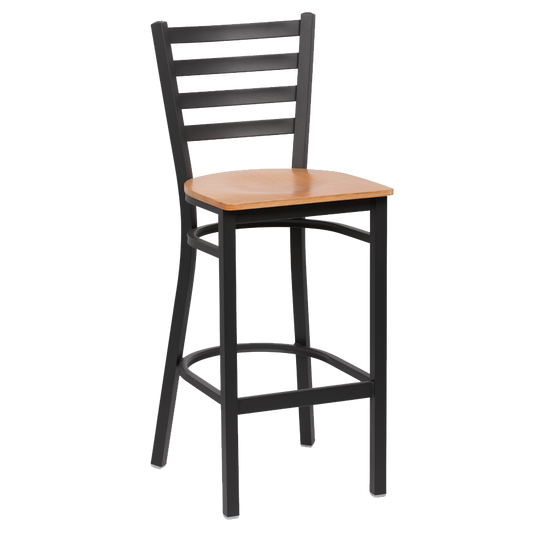 superior-equipment-supply - Royal Industries - Royal Industries Wood Saddle Seat Back Matte Black Finish Metal Frame Bar Stool Black