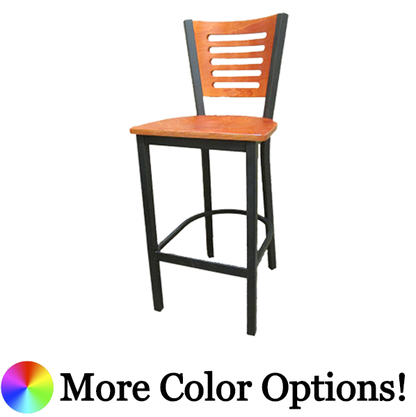 Oak Street 5 Line Birch Plywood Back Bar Stool 43"H x 15.75"W x 16"D Steel Frame Premium Black Powder Coat Wrinkle Finish With non-Marring Poly Glides