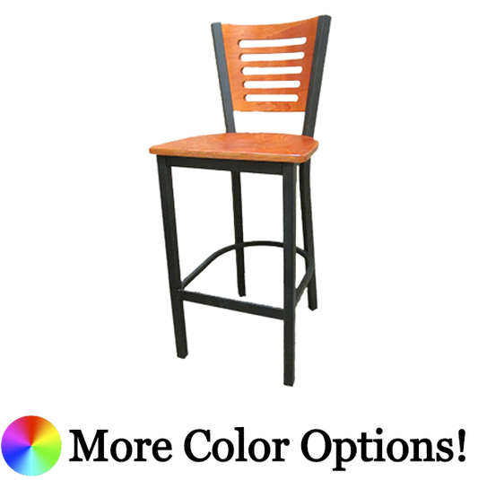 Oak Street 5 Line Birch Plywood Back Bar Stool 43"H x 15.75"W x 16"D Steel Frame Premium Black Powder Coat Wrinkle Finish With non-Marring Poly Glides