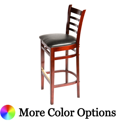 Oak Street Ladder Back Bar Stool 43.75"H x 16.25"W x 18"D Mahogany Finish European Beechwood Frame Brass Footguard With Non-Marring Nylon Glides