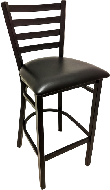 Oak Street Ladder Back Bar Stool 42.25"H x 15.88"W x 15.19"D Black Wrinkle Powder Coat Finish Steel Frame With Footrest