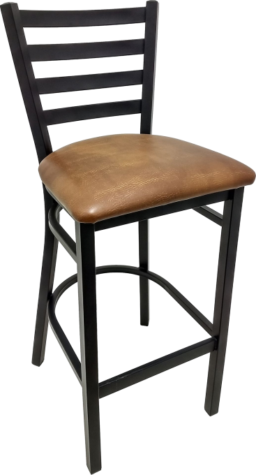 Oak Street Ladder Back Bar Stool 42.25"H x 15.88"W x 15.19"D Black Wrinkle Powder Coat Finish Steel Frame With Footrest