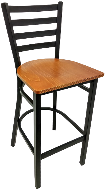 Oak Street Ladder Back Bar Stool 42.25"H x 15.88"W x 15.19"D Black Wrinkle Powder Coat Finish Steel Frame With Footrest