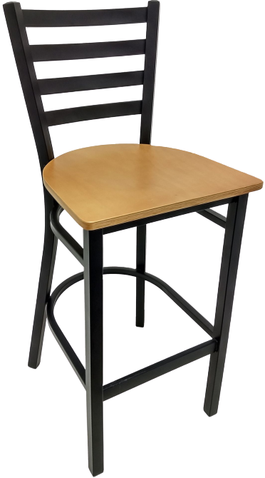 Oak Street Ladder Back Bar Stool 42.25"H x 15.88"W x 15.19"D Black Wrinkle Powder Coat Finish Steel Frame With Footrest