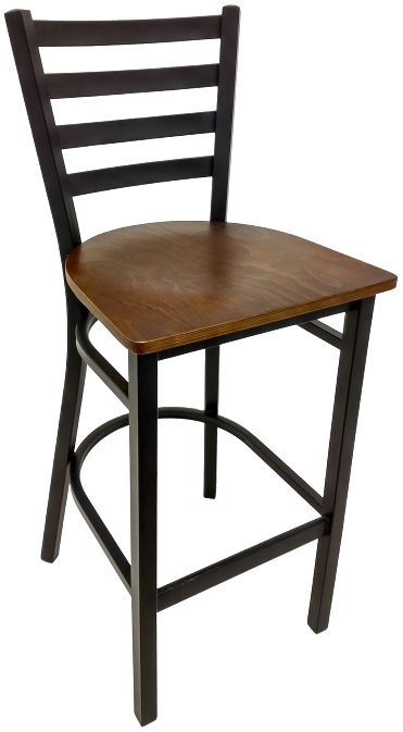 Oak Street Ladder Back Bar Stool 42.25"H x 15.88"W x 15.19"D Black Wrinkle Powder Coat Finish Steel Frame With Footrest