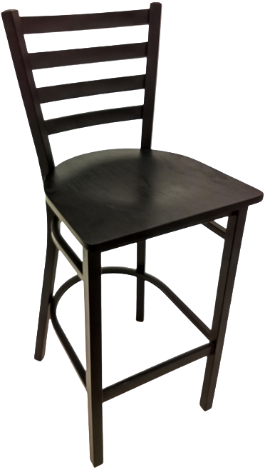 Oak Street Ladder Back Bar Stool 42.25"H x 15.88"W x 15.19"D Black Wrinkle Powder Coat Finish Steel Frame With Footrest