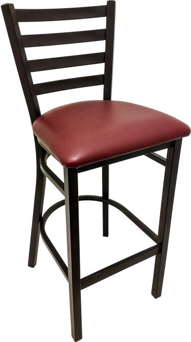 Oak Street Ladder Back Bar Stool 42.25"H x 15.88"W x 15.19"D Black Wrinkle Powder Coat Finish Steel Frame With Footrest