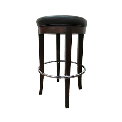 Oak Street Backless Bar Stool 28.5"H x 17"W x 17"D Vinyl Seat Wood Frame Chrome Ring With Walnut Finish