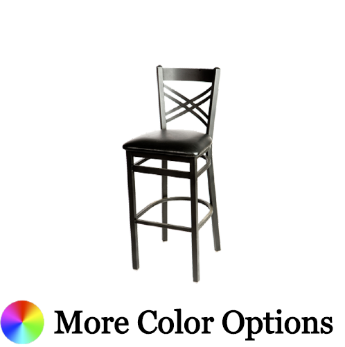 Oak Street Cross Back Bar Stool 43"H x 16"W x 16.38"H Black Steel Frame With Non-Marring Poly Glides