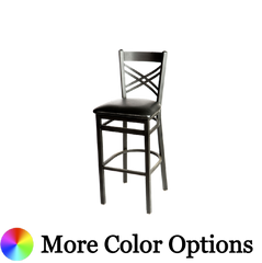 Oak Street Cross Back Bar Stool 43"H x 16"W x 16.38"H Black Steel Frame With Non-Marring Poly Glides