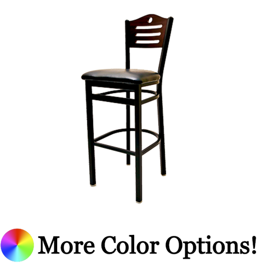 Oak Street Shoreline Birch Plywood Back Bar Stool 43"H x 15.75"W x 16"D Steel Frame Premium Black Powder Coat Wrinkle Finish With Footrest