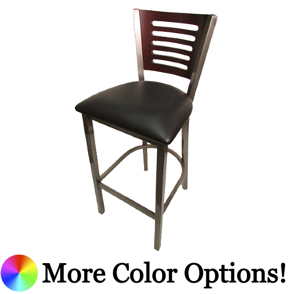 Oak Street 5 Line Birch Plywood Back Bar Stool 43"H x 15.75"W x 16"D Premium Clear Coat Finish Steel Frame With Non-Marring Poly Glides