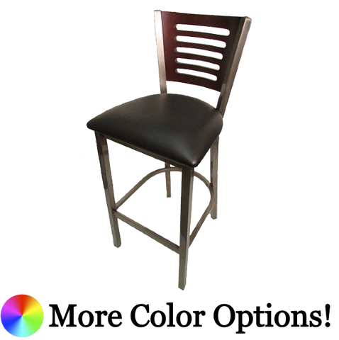 Oak Street 5 Line Birch Plywood Back Bar Stool 43"H x 15.75"W x 16"D Premium Clear Coat Finish Steel Frame With Non-Marring Poly Glides