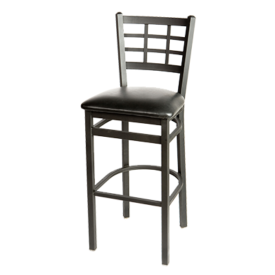 superior-equipment-supply - Oak Street Mfg - Oak Street Metal Frame Bar Stool With Window Pane Back & Vinyl Seat