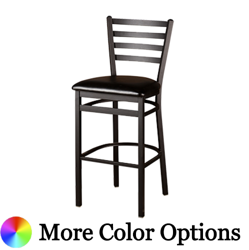 Oak Street Ladder Back Bar Stool 46"H x 18"W x 19"D Black Powder Coated Wrinkle Finish Steel With Footrest