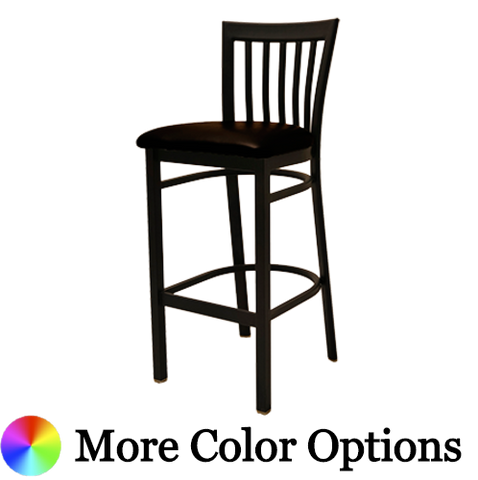 Oak Street Jailhouse Back Bar Stool 42"H x 16"W x 16"D Black Steel Frame With Non-Marring Poly Glides