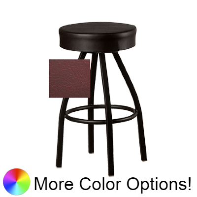 Oak Street Backless Button Top Swivel Bar Stool 31"H x 17"W Wine Upholstered Seat Metal Bearings With Single Ring Base
