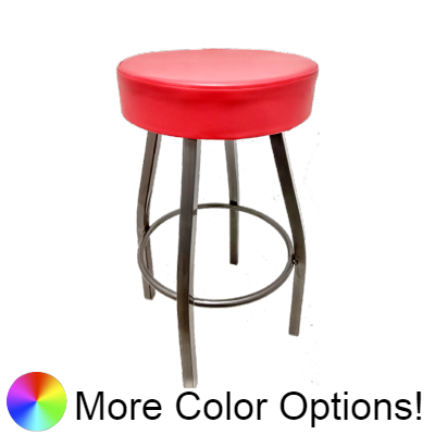 Oak Street Backless Button Top Swivel Bar Stool 31"H x 17"W Red Upholstered Seat Chrome Frame With Footring