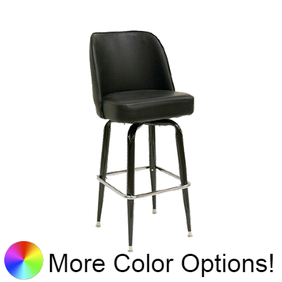 Oak Street Non-Waterfall Front Bucket Seat Swivel Bar Stool 44"H x 19"W x 17.5"D Black Upholstered Seat Chrome Footring With Non-Marring Poly Glides