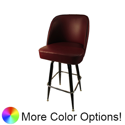 Oak Street Non-Waterfall Front Bucket Seat Swivel Bar Stool 44"H x 19"W x 17.5"D Wine Upholstered Seat Chrome Footring With Non-Marring Poly Glides
