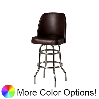 Oak Street Non-Waterfall Front Double Stitched Bucket Seat Swivel Bar Stool 44"H x 19"W x 17.5"D Espresso Vinyl Chrome Frame With Non-Marring Poly Glides
