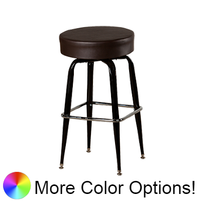 Oak Street Backless Button Top Swivel Bar Stool 30"H x 17"W Espresso Upholstered Seat Chrome Square Ring With Single Ring Base