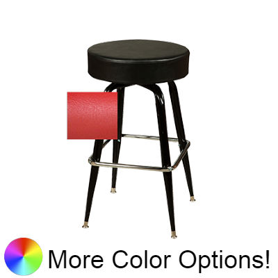 Oak Street Backless Button Top Swivel Bar Stool 30"H x 17"W Red Upholstered Seat Chrome Square Ring With Single Ring Base