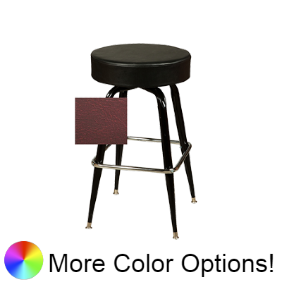 Oak Street Backless Button Top Swivel Bar Stool 30"H x 17"W Wine Upholstered Seat Chrome Square Ring With Single Ring Base