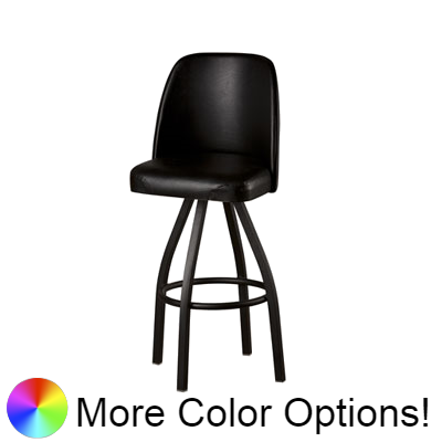 Oak Street Double Stitched Bucket Swivel Bar Stool 45"H x 19"W x 17.5"D Black Upholstered Seat With Non-Marring Poly Glides