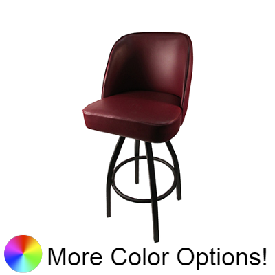 Oak Street Double Stitched Bucket Swivel Bar Stool 45"H x 19"W x 17.5"D Wine Upholstered Seat With Non-Marring Poly Glides