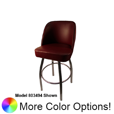 Oak Street Double Stitched Bucket Swivel Bar Stool 45"H x 19"W x 17.5"D Wine Upholstered Seat With Non-Marring Poly Glides