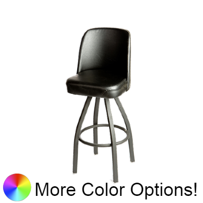 Oak Street Bucket Seat Swivel Bar Stool 45"H x 18"W x 16"D Black Vinyl With Non-Marring Poly Glides